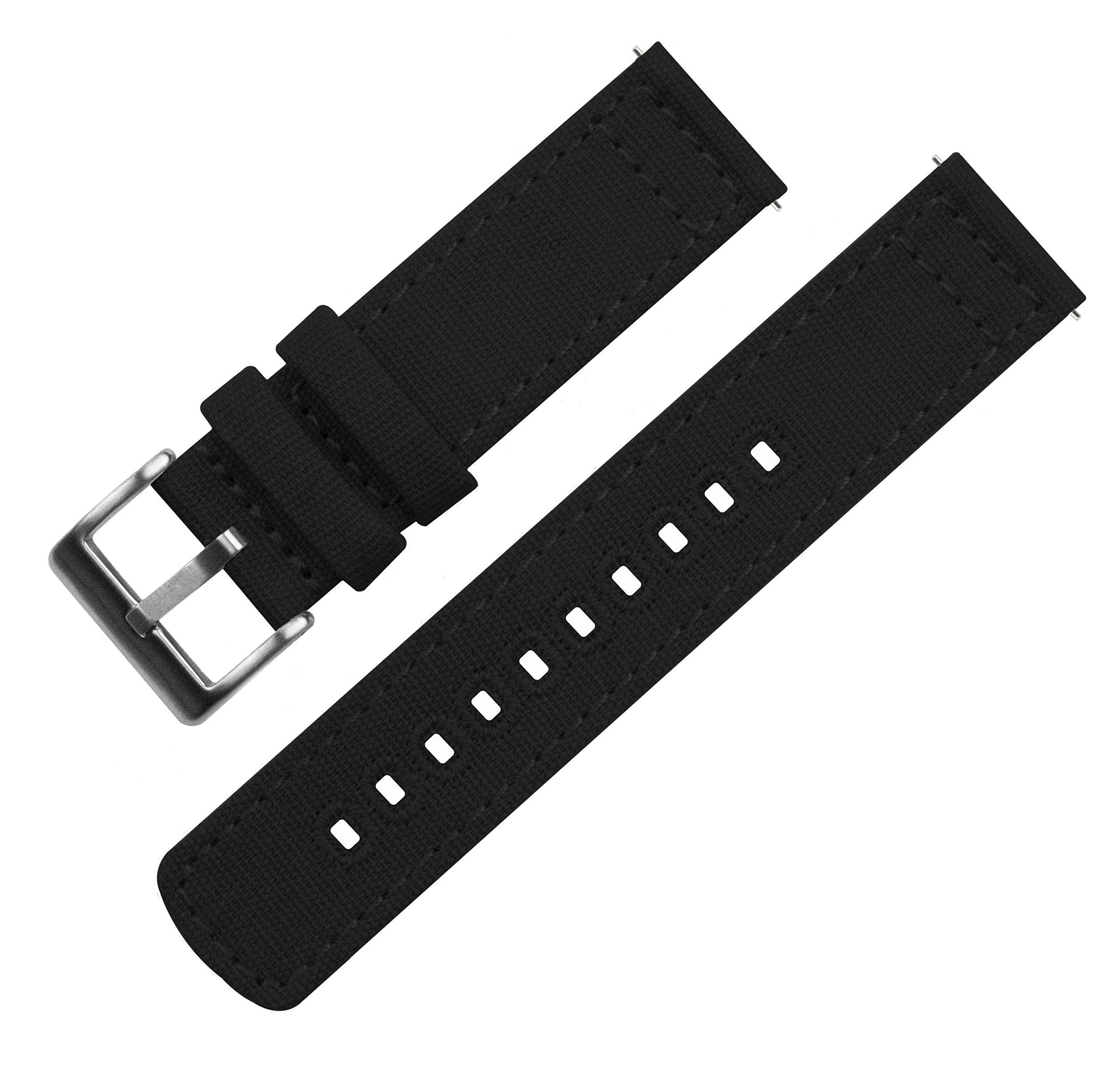 BARTON WATCH BANDS Quick Release Canvas Watch Band Straps, Black, 20mm