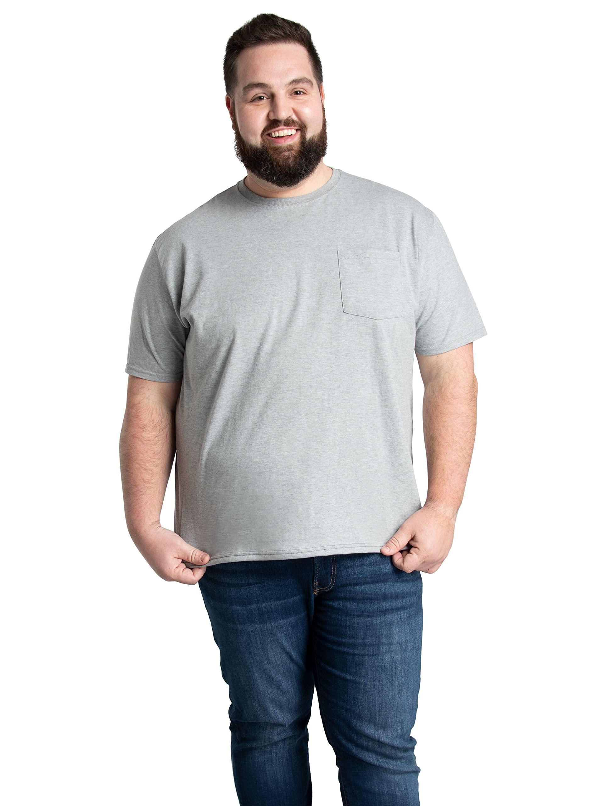 Fruit of the Loom Men's Big & Tall Eversoft Cotton Short Sleeve T Shirts, Breathable & Moisture Wicking with Odor Control, Miner