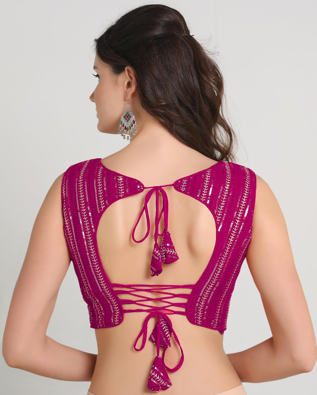 Pujia Mills WomenS Indian Ethnic Wear Sabyasachi Sequence With Dhaga Embroidered Zari Work Sweetheart Neck Blouse Sleeveless Re