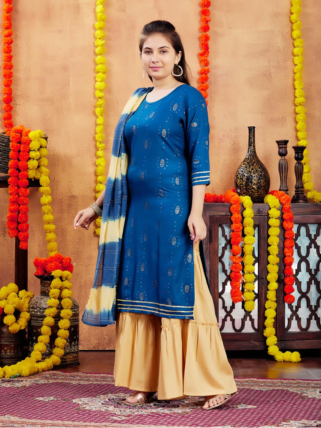 Aarika Girls Rama Colour Printed Cotton Kurti