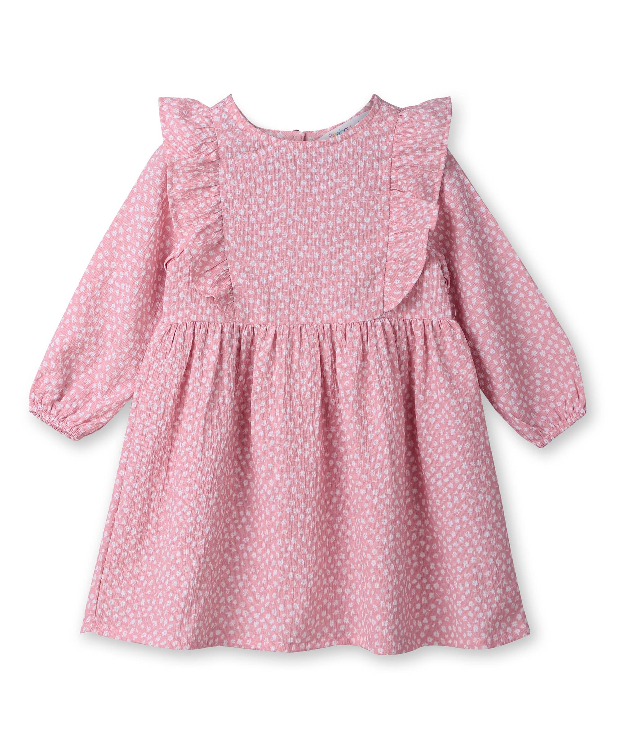 Abstract print ruffle dress LIGHT PINK