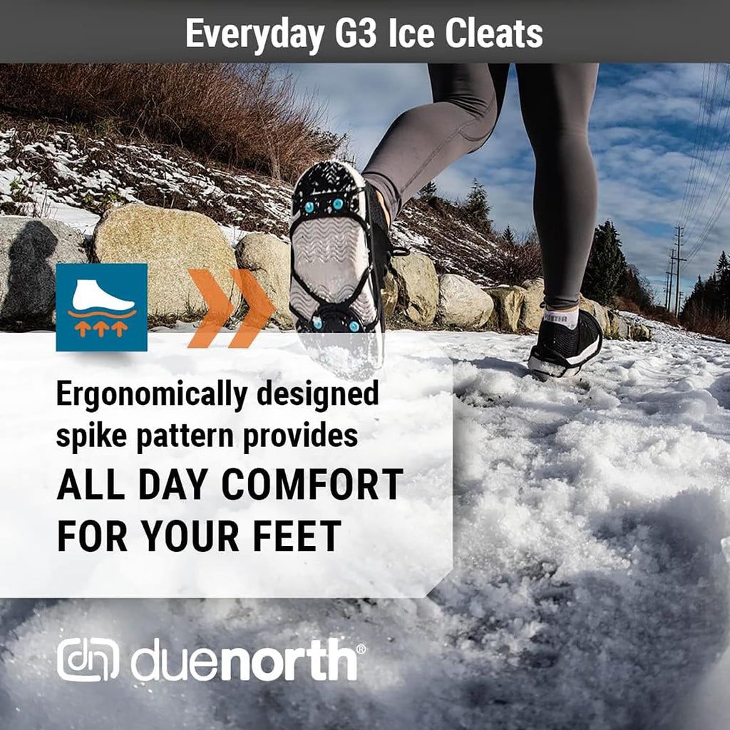 Due North Everyday G3 Ice Cleats for Shoes & Boots - Traction Spikes for Men & Women to Improve Grip on Snow & Ice