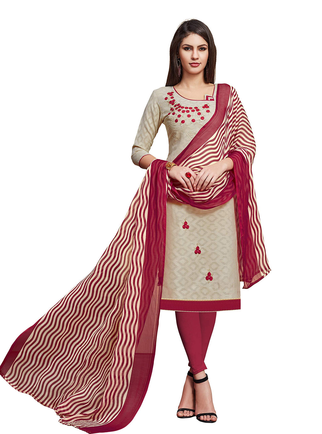 Anni Designer Womens Dusty Color Cotton Blend Embroidered Printed Dupatta Churidar Dress Material(Divyanshi 2 2001 Gangour_Dust