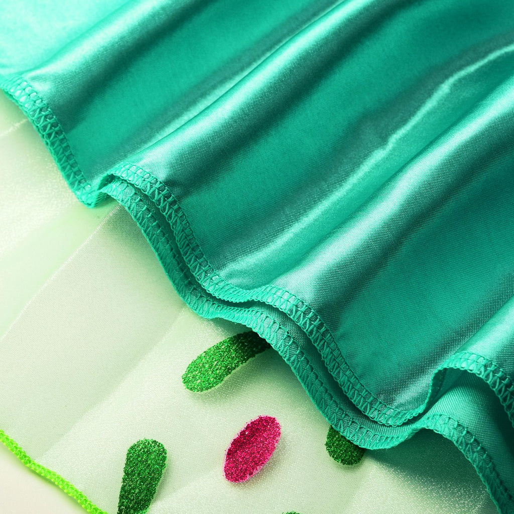 JerrisApparel Girls Princess Costume Snow Party Halloween Cosplay Fancy Dress (Green with Accessories)