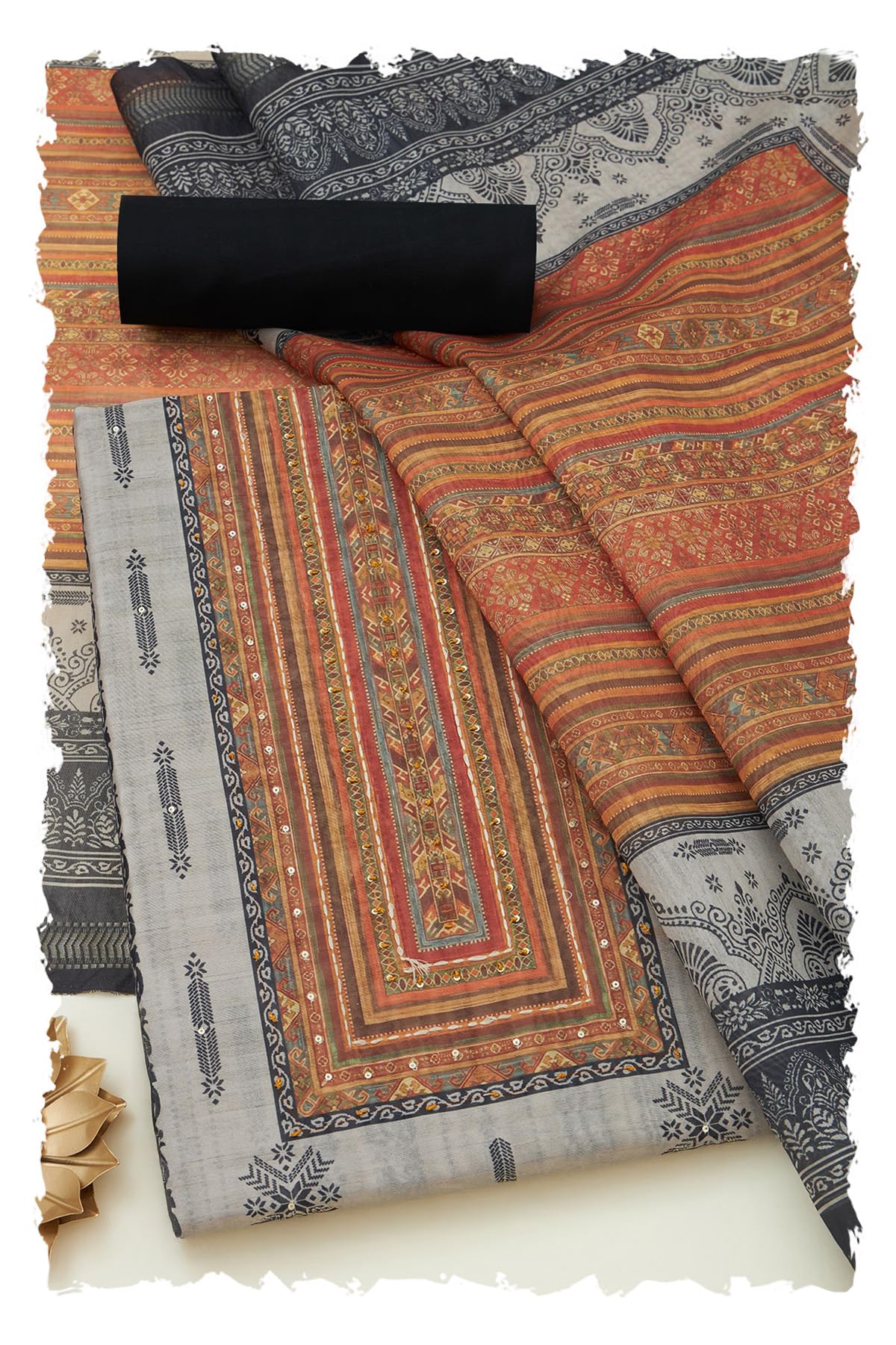 Soch Women Chanderi Ethnic Motifs Unstitched Dress Material with Sequins