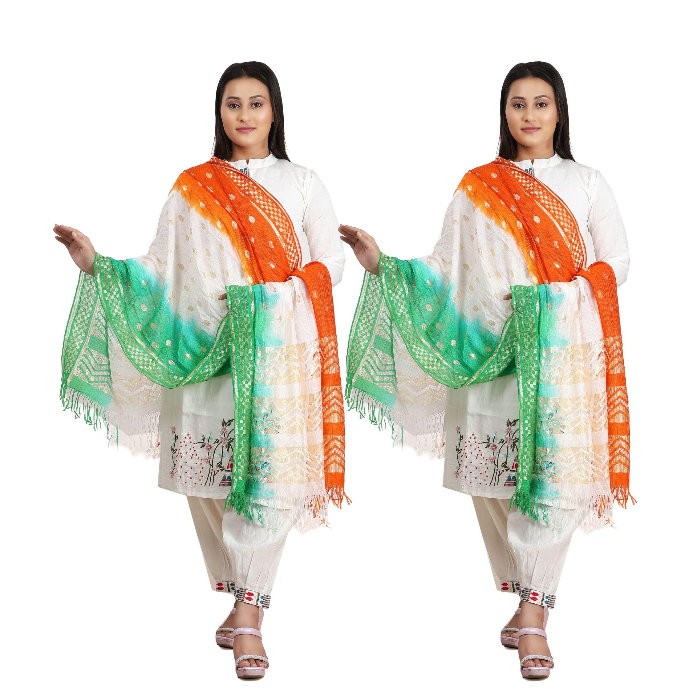 Fabme Women'S Tricolor/Tiranga Dupatta For Independence Day (Pack Of 2)