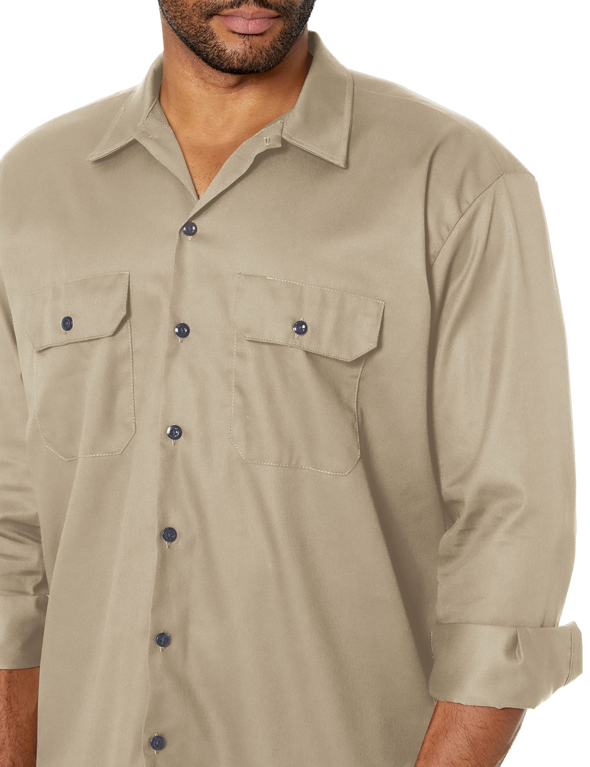 Dickies Mens Long Sleeve Work Shirt, Desert Sand, Medium