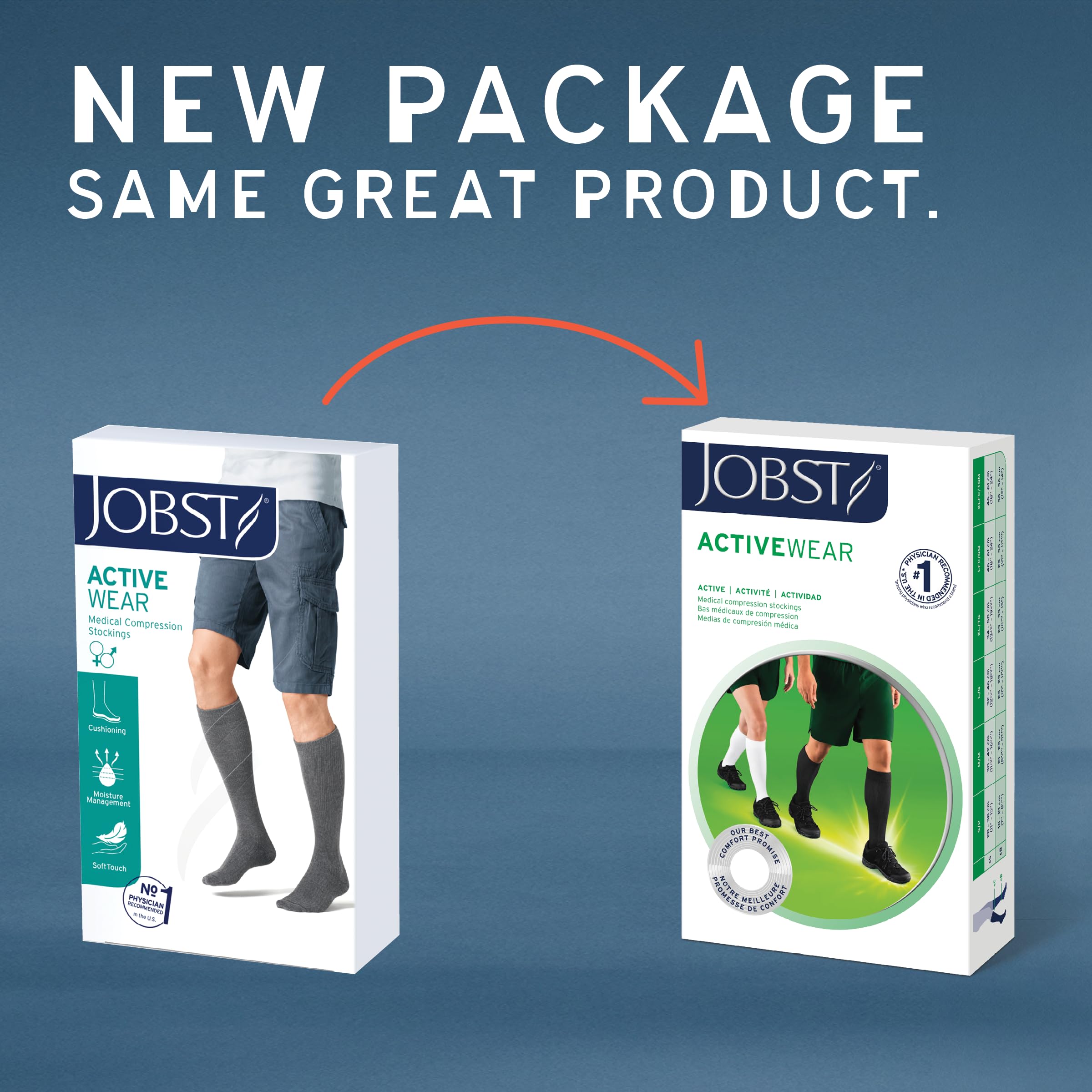 JOBST Activewear 15-20 mmHg Knee High Compression Socks, Large, Cool White