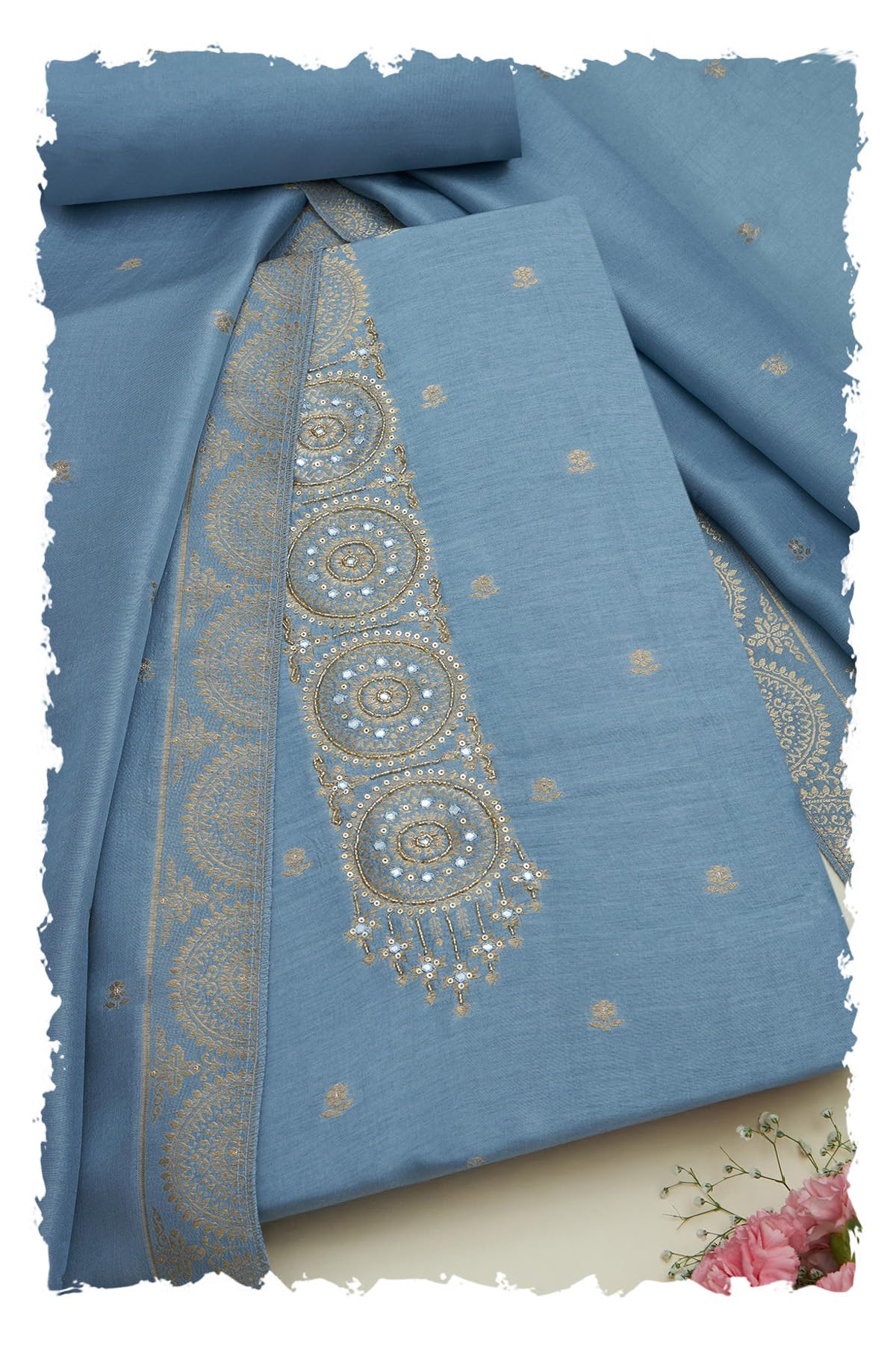 Soch Women Silk Blend Zari Woven Unstitched Dress Material with Cutdana
