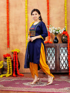 Aarika Girls Cotton Regular Tunic Shirt (Kurti-H-3_Navy Blue_40)
