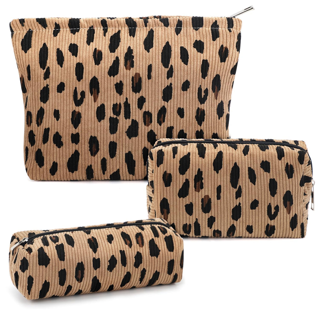 Gocvo 3 Pcs Makeup Bag Cosmetic Bag Set for Girls Women Travel Organizer Bathroom Toiletry Pouch Large Capacity Storage Bag (Leo