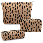 Gocvo 3 Pcs Makeup Bag Cosmetic Bag Set for Girls Women Travel Organizer Bathroom Toiletry Pouch Large Capacity Storage Bag (Leo