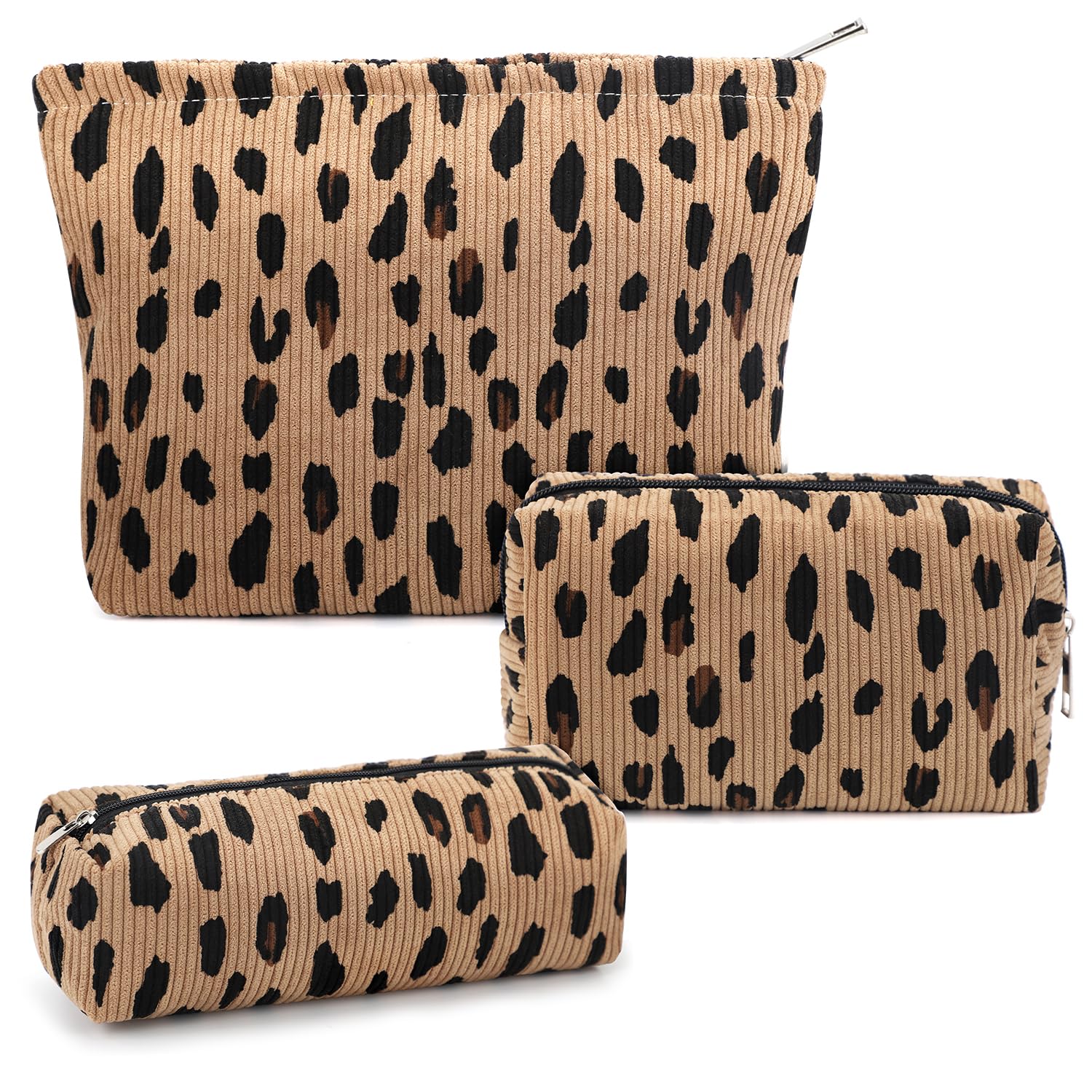 Gocvo 3 Pcs Makeup Bag Cosmetic Bag Set for Girls Women Travel Organizer Bathroom Toiletry Pouch Large Capacity Storage Bag (Leo