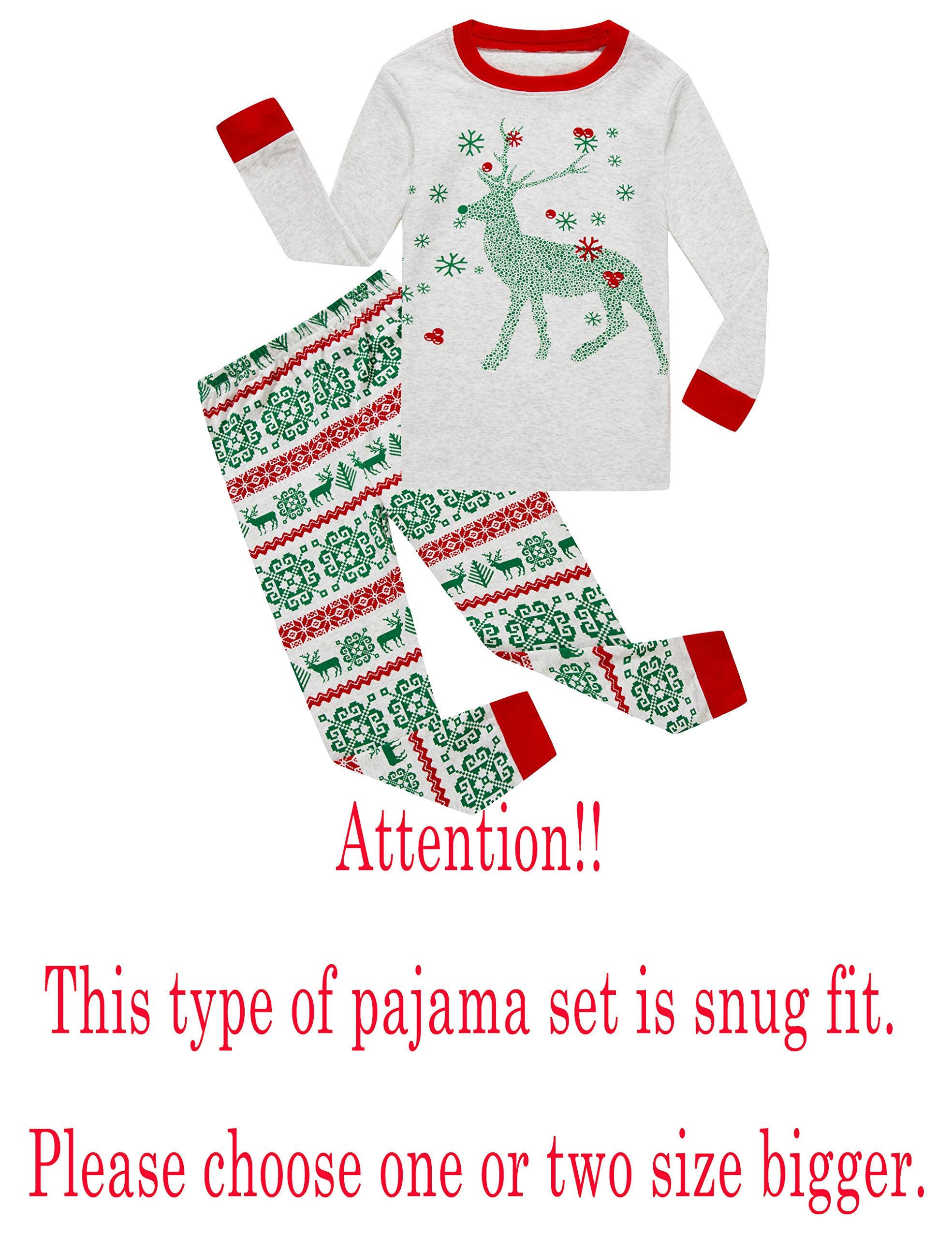 Family Feeling Baby Girls Boys Long Sleeve Christmas Pajamas Sets 100% Cotton Pyjamas Toddler Infant Kids 12-18 Months Reindeer