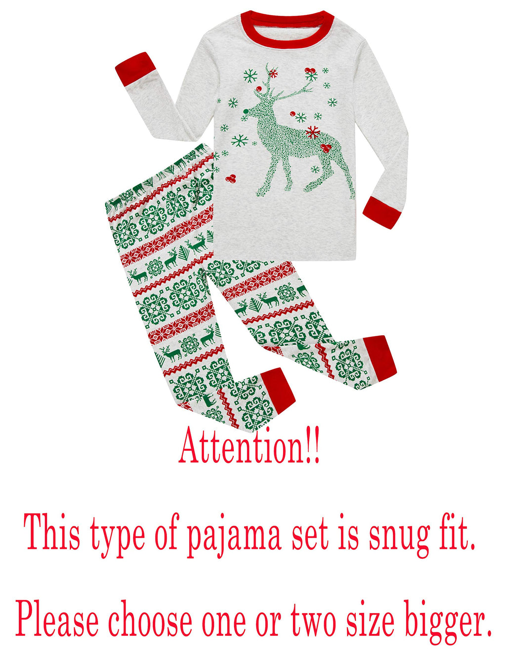 Family Feeling Baby Girls Boys Long Sleeve Christmas Pajamas Sets 100% Cotton Pyjamas Toddler Infant Kids 18-24 Months Reindeer