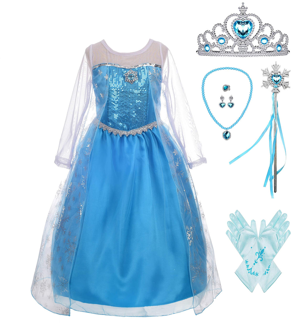 Lito Angels Little Girls Princess Dress Up Costumes Snow Queen Dress Halloween Christmas Costume with Accessories Size 6-6X C