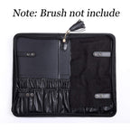Rownyeon Professional Makeup Brushes Organizer Bag Makeup Artist Cosmetic Case Leather Handbag Black Travel Portable(Only Bag)