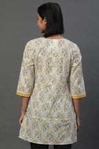 Aurelia WomenS Cotton Floral Regular Kurti (24Fea30416_Yellow