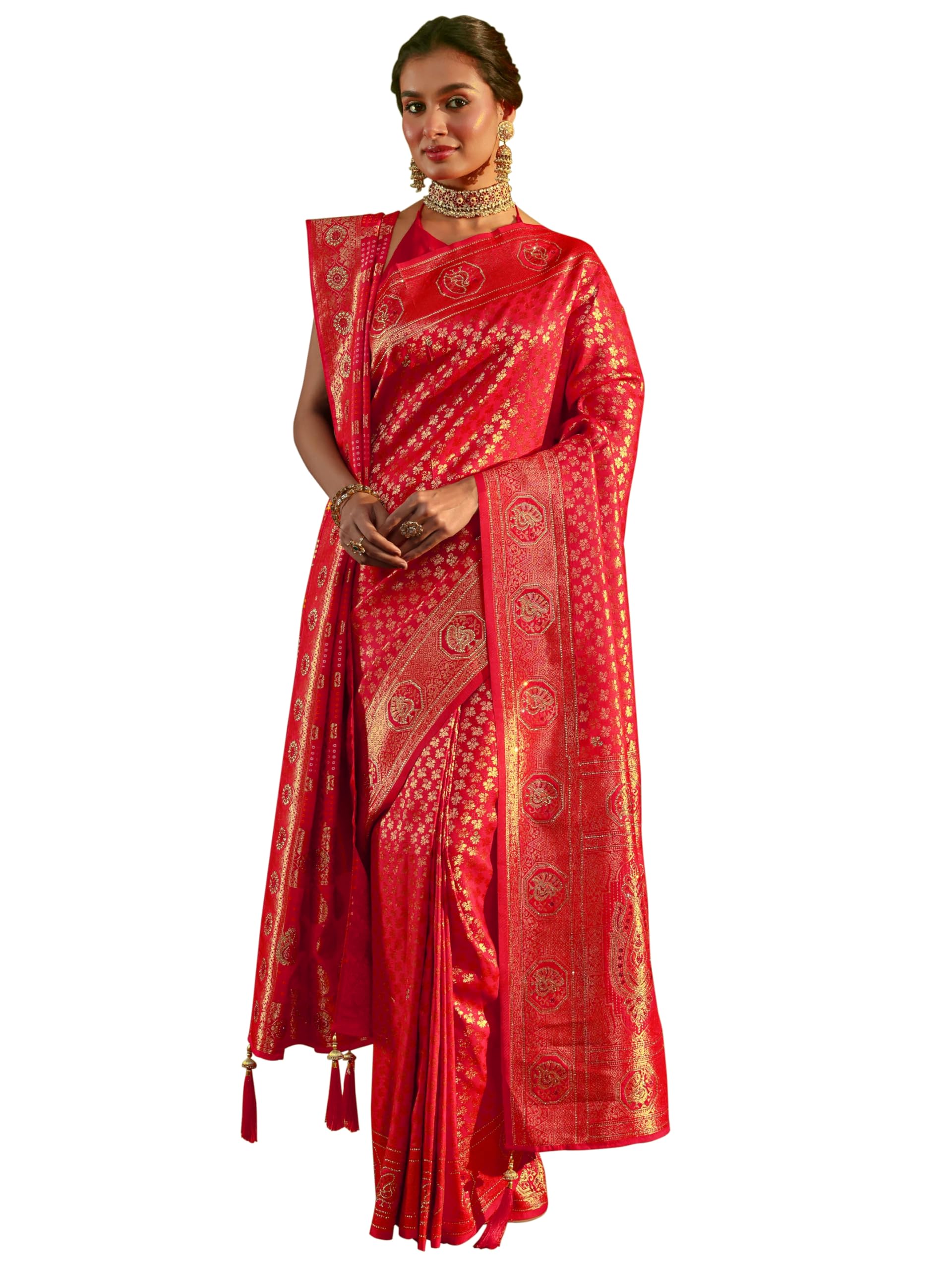 Libas Embellished Silk Saree With Unstitched Blouse Piece