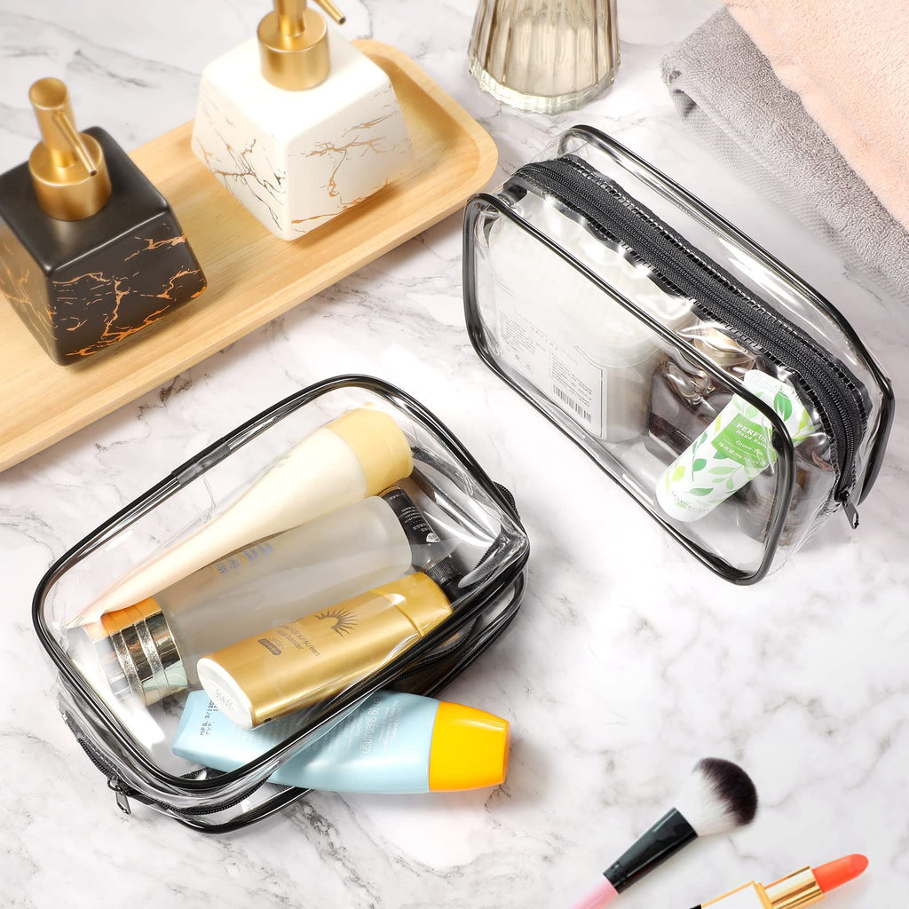 18 Pack Clear Makeup Bags Clear Cosmetic Bag PVC Plastic Zippered Pouches Portable Toiletry Bags for Women Men Travel Vacation B