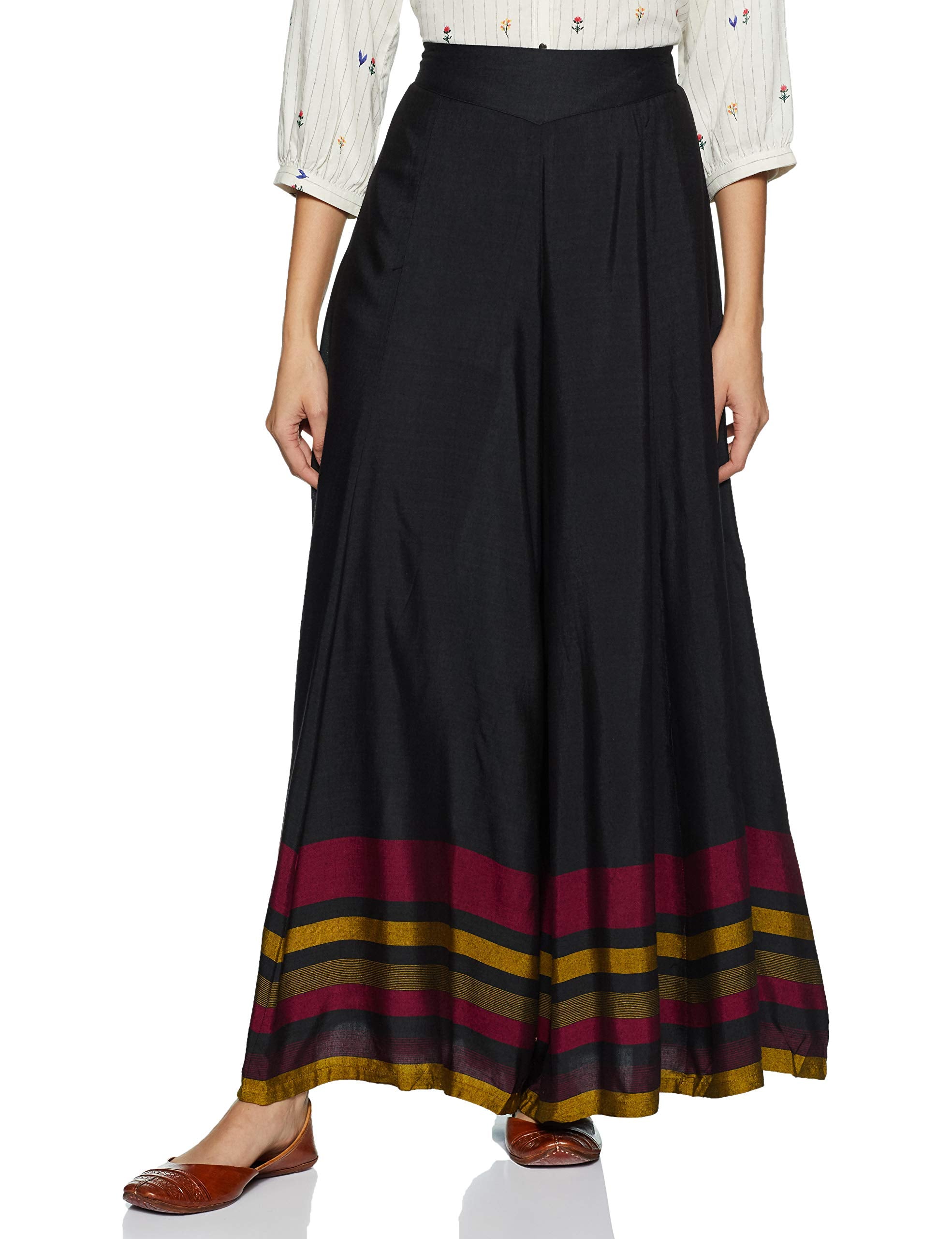 Aurelia WomenS Loose Fit Rayon Palazzo (19Aua60094-700500_Black_Medium_Black_M)
