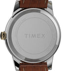 Timex Women's Essex Avenue 25mm Watch - Two-Tone Case White Dial with Brown Leather Strap