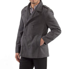 Alpine Swiss Men's Double Breasted Wool Peacoat Dress Jacket,Gray,X-Large