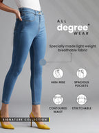 Dolce Crudo Womens Blue Solid Skinny High Rise Clean Look Cropped Fringe Detailing Solid Stretchable Denim Jeans(DOSS19DEN08-27