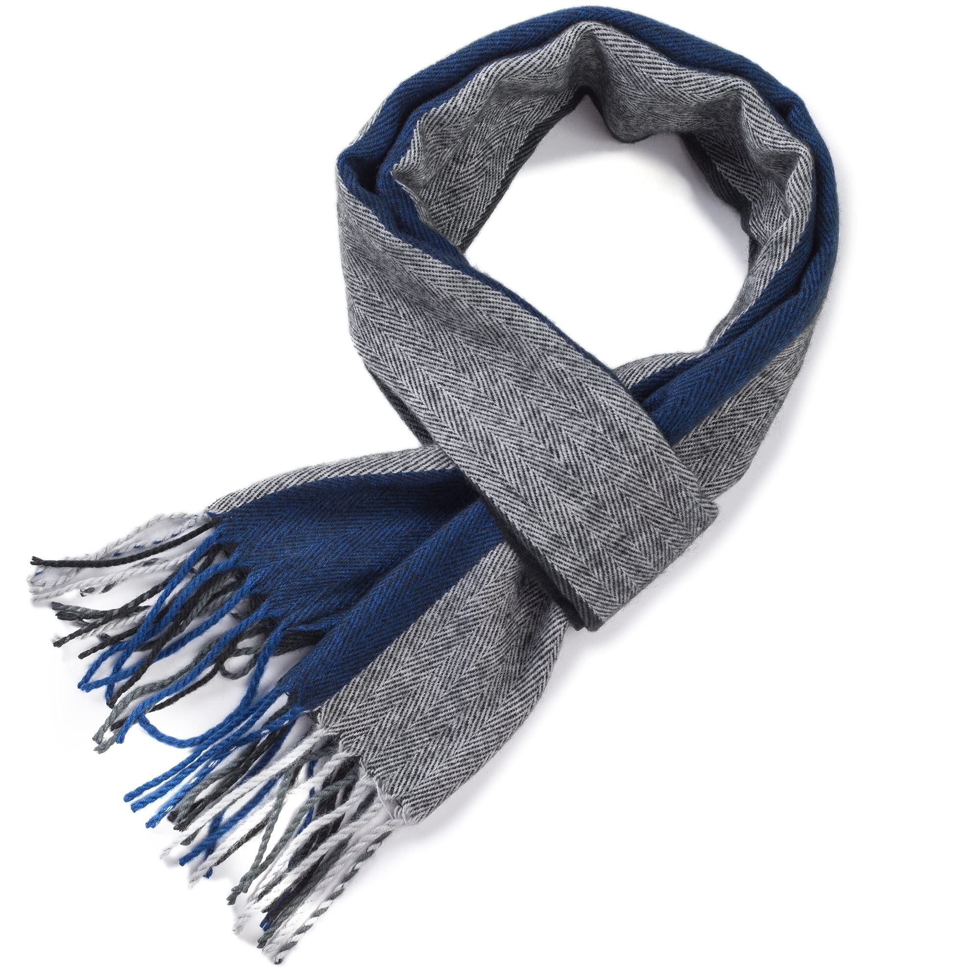 Alpine Swiss Mens Plaid Scarf Softer Than Cashmere Scarves Winter Shawl Black Blue Stripe