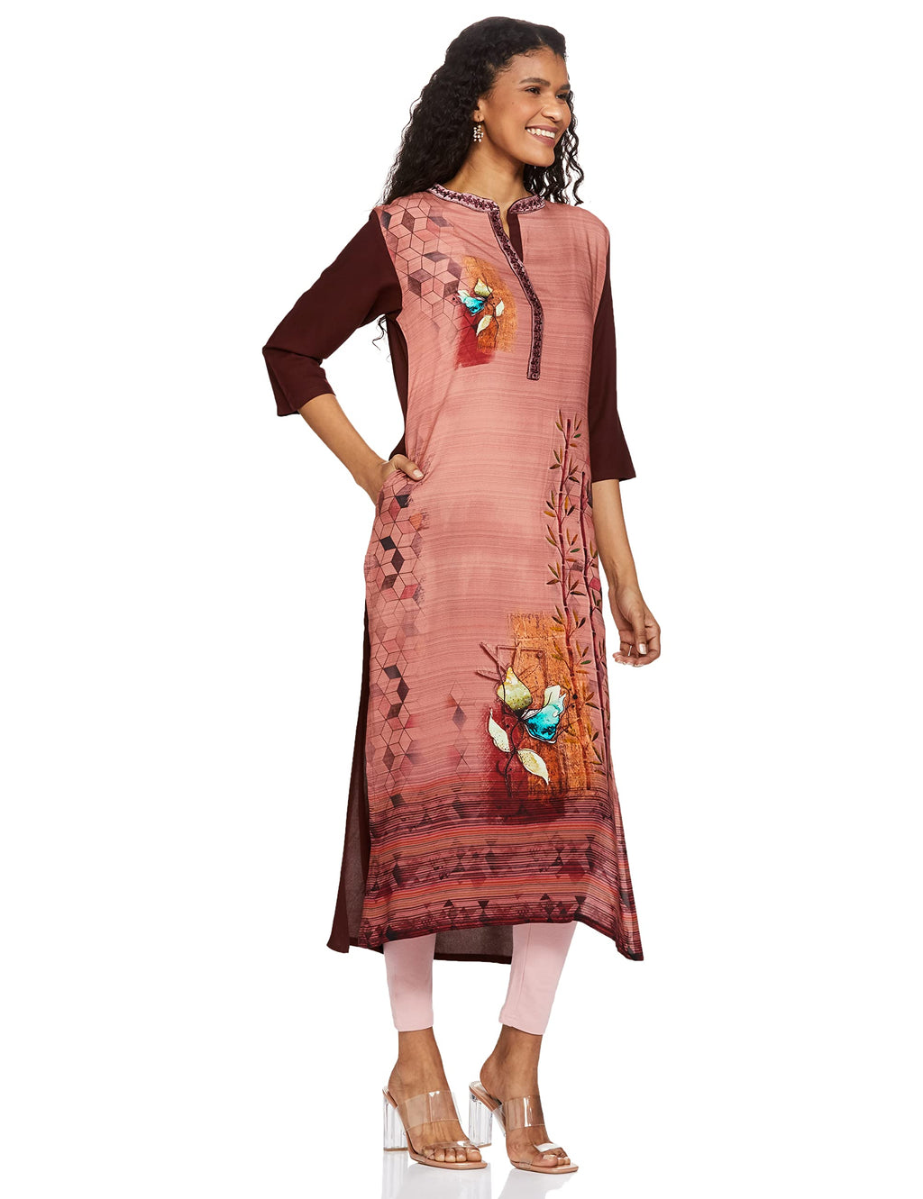 Diverse Women'S Rayon Regular Fit Straight Kurtis (Dcwlf04Rc14L39-4638K_Dusky Pink_M)