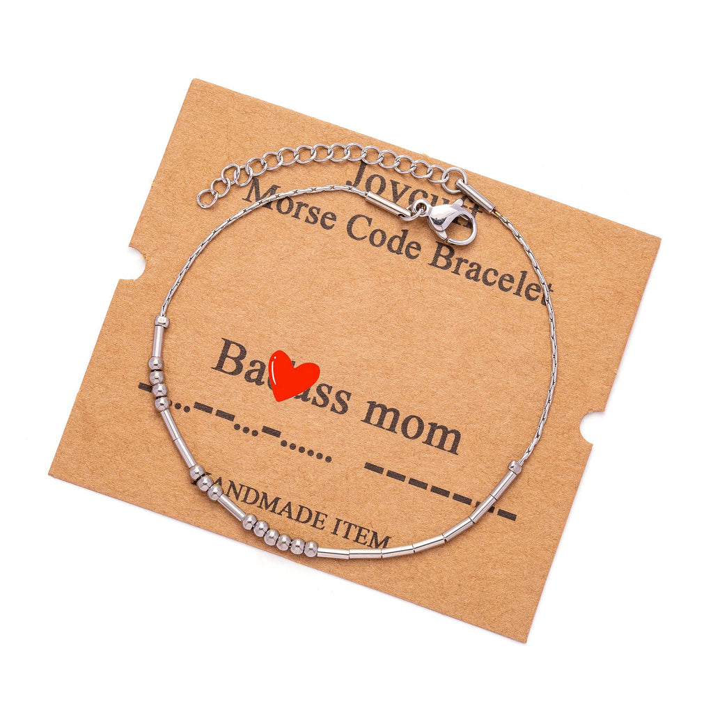 JoycuFF Mom Morse Code Bracelets for Mom Funny Birthday Mother's Thanksgiving Christmas Day Gifts for Mother