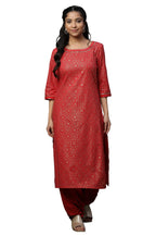 Red Foil Printed Ethnic Kurta (Size: 2Xl)-23Aua14535-508201