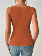 Sugathari Womens Orange Cut Out Asymmetrical Neck Rib Knit Jeans Korean Trendy Tank Western Tops for Women Stylish (T-Shirt 182