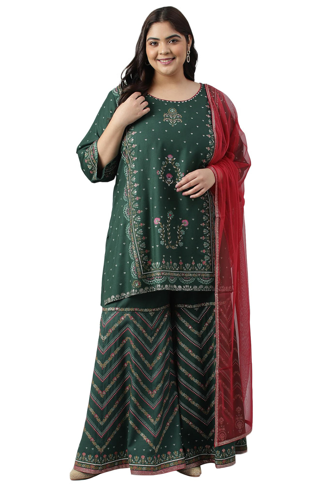 W For Woman Women'S Viscose Kurta (22Auws18122G-119951_Dark Green