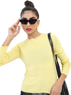 Ketch Womens Full Sleeve Slim Fit Sweater Khsw000026 Yellow Xl