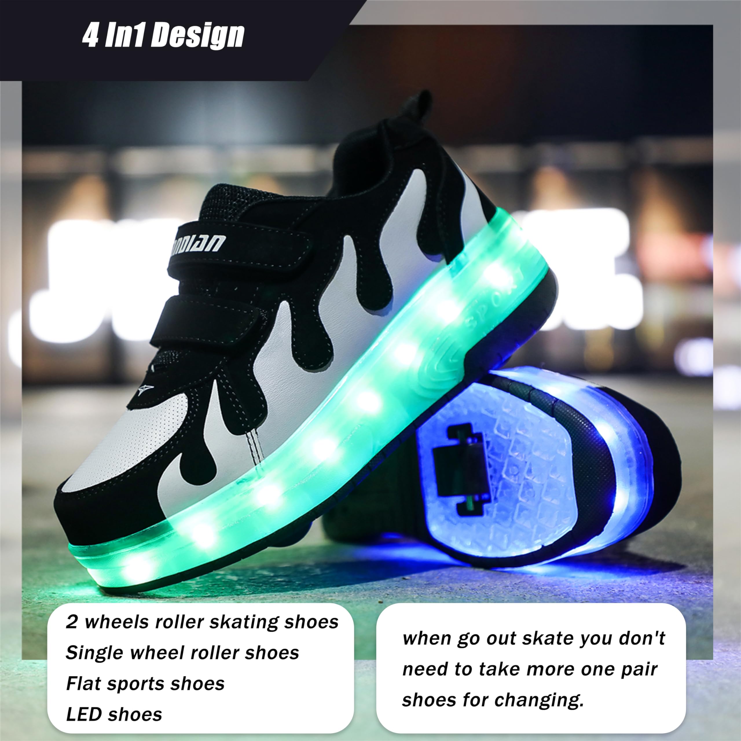 AIkuass Boys Roller Shoes LED Sneakers with Wheels Kids Roller Shoes Skate Shoes Gifts for Christmas Birthday Children Day
