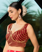 Pujia Mills WomenS Readymade Blouse Embroidery Multi Coding Gold Thread Indian Ethnic Designer Stitched Readymade Saree Sleevel