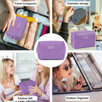 MAANGE Small Makeup Bag For Purse, Travel Cosmetic Bag Makeup Pouch PU Leather Portable Versatile Zipper Pouch For Women