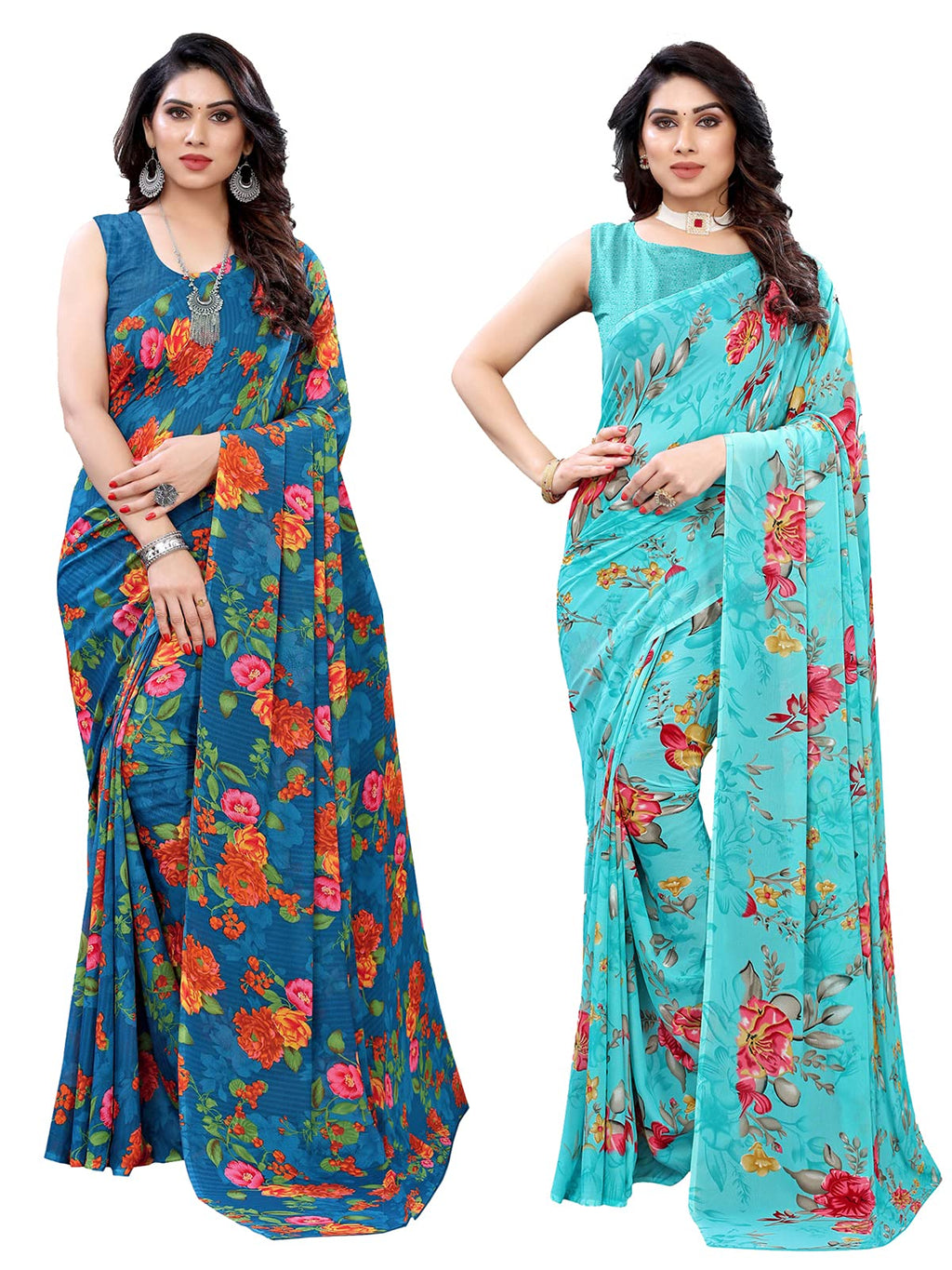 Satrani Womens Polyester Saree (1955ST350_1850ST176 Blue)