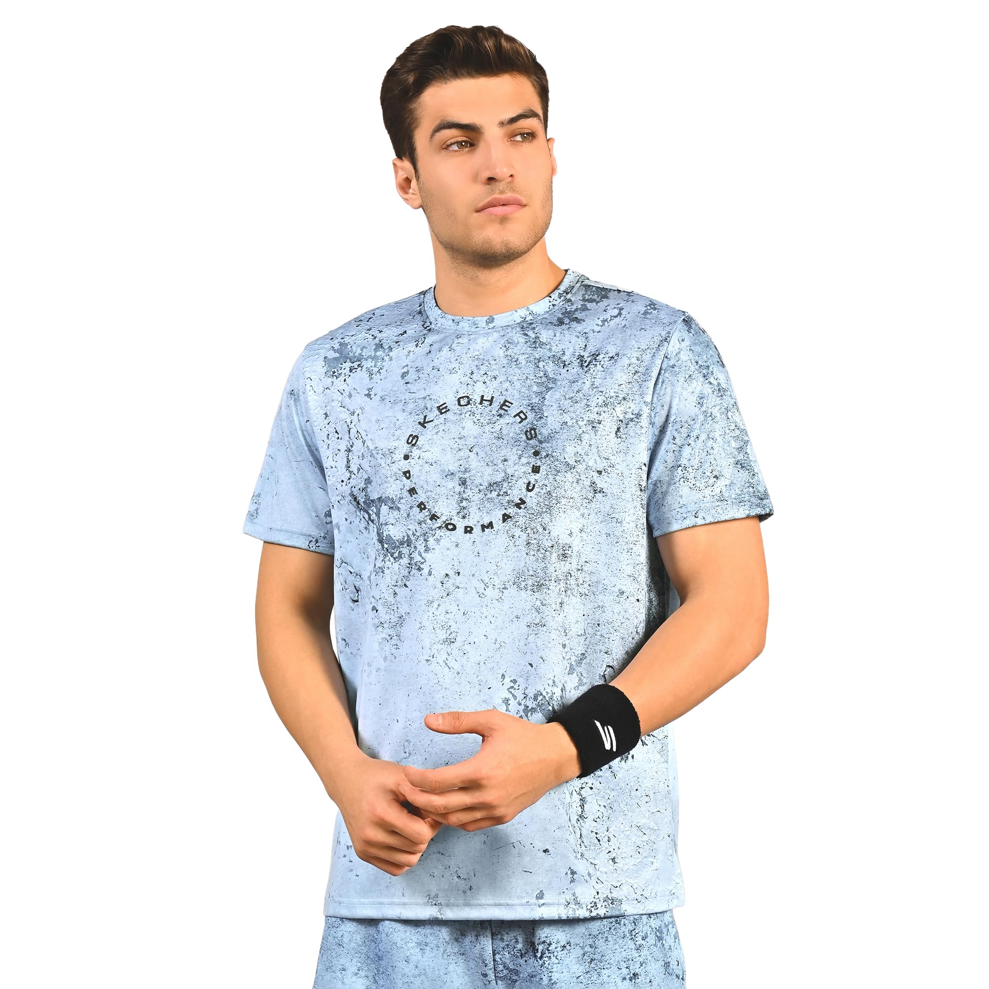 Skechers Men Aop Chest Print Performance T T-Shirt