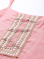 Ishin Women'S Viscose Rayon Embellished Turquoise Blue Mirror Work Straight Kurta