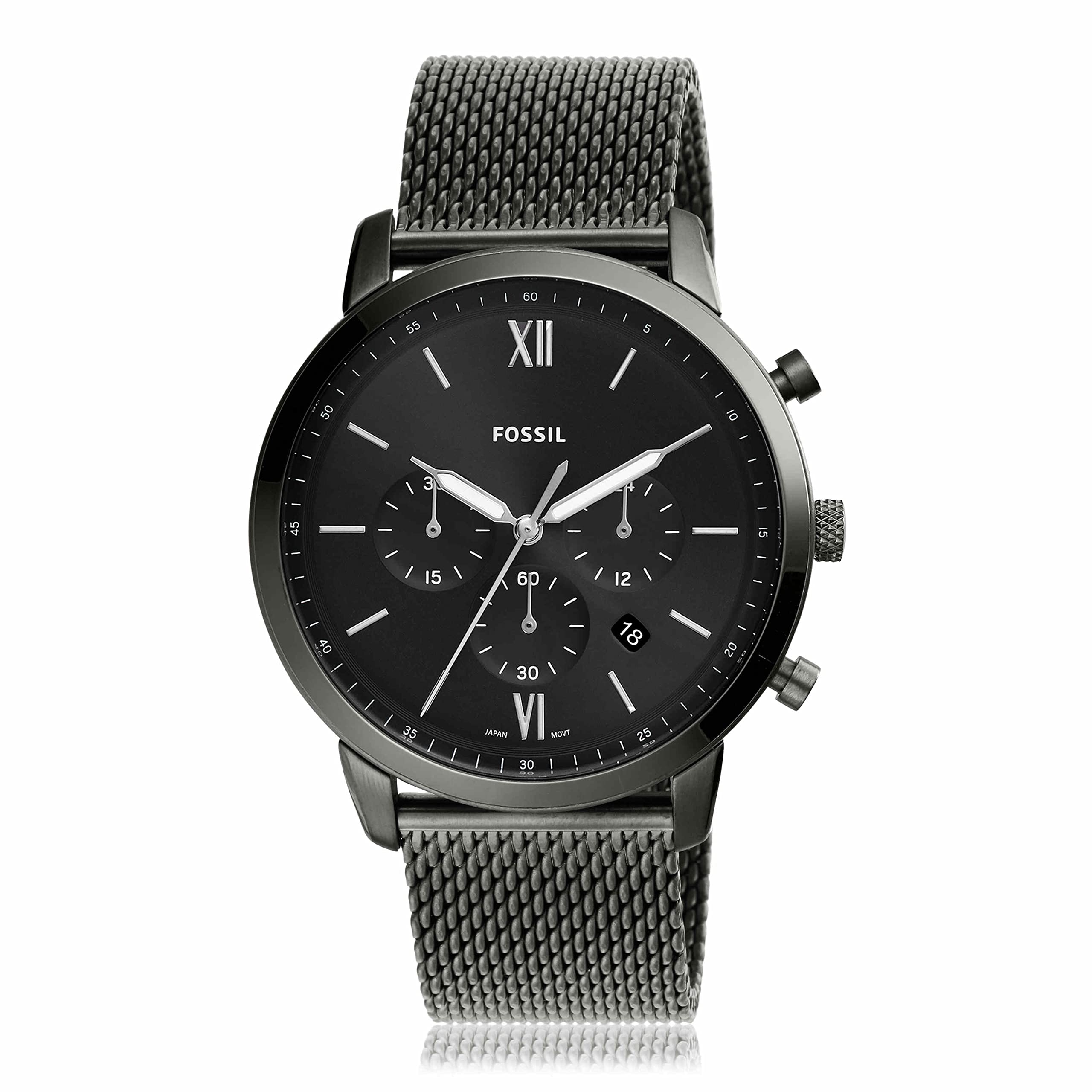 Fossil Men's Neutra Quartz Stainless Steel Mesh Chronograph Watch, Color: Smoke (Model: FS5699)