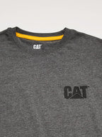 Caterpillar Men's Trademark Banner Long Sleeve Tee Shirts with Center Back Neck Wire Management Loop and CAT Logo, Dark Heather