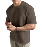 SHODOX Mens Solid Dotted Unique Design Oversized Tshirt for Men - Round Neck Loose Fit Drop Shoulder Mens T-Shirt Coffee Brown