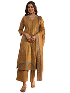 Libas Printed Cotton A-Line Kurta With Palazzo and Dupatta-93186XXL
