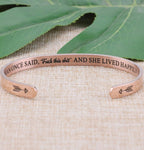 JoycuFF Inspirational Gifts for Her Women Wife Lover Funny Mantra Rose Gold Stainless Steel Birthday Christmas Cuff Bangle Brace