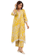 Libas Women Cotton Floral Kurta Set (400430_Mustard_L)