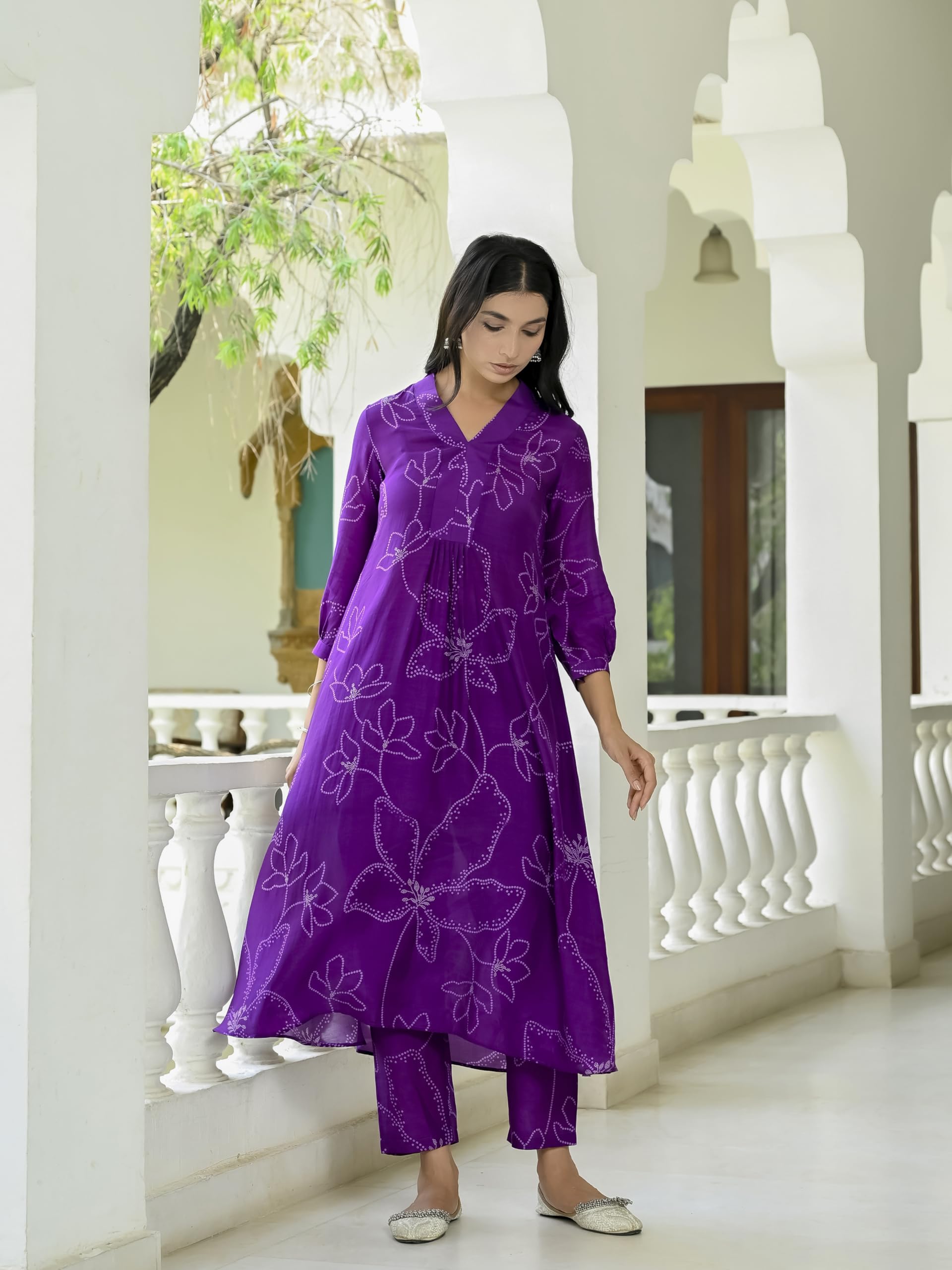 Anni Designer Women'S Rayon Blend A-Line Printed Kurta & Pant