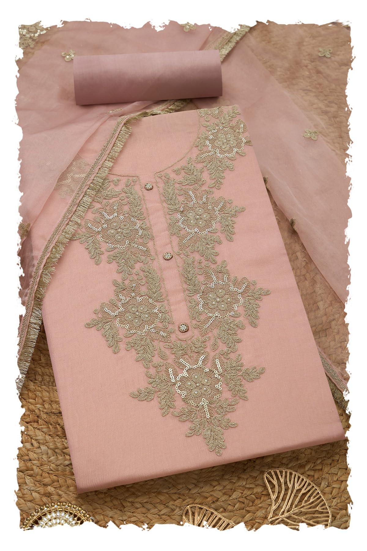 Soch Women Shimmer Embroidered Unstitched Dress Material with Sequins