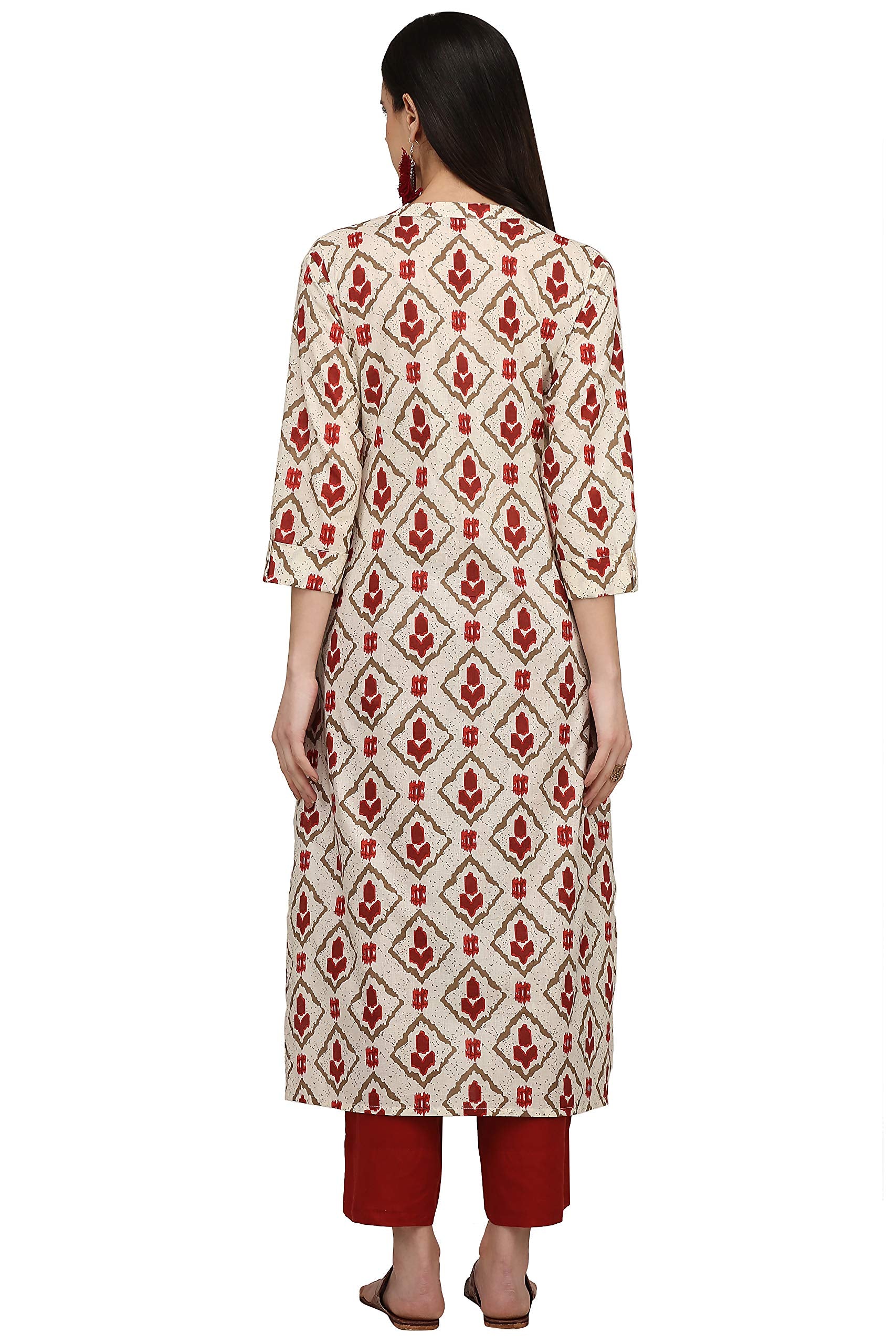 Gosriki Women'S Cotton Kurta (Kur190013-L_Large_White)